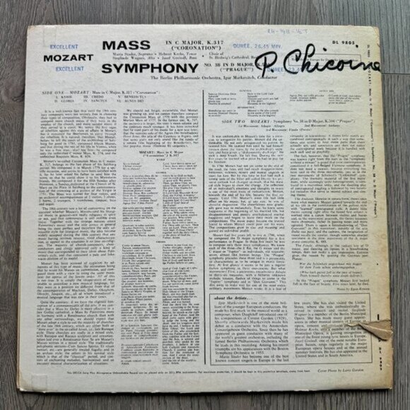 Vintage 50s Mozart Vinyl Record "Mass in C Major K.317" & "Symphony No.38 K.504" - Picture 2 of 6